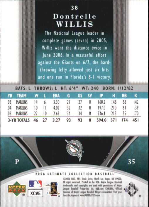 2006 Ultimate Collection #38 Dontrelle Willis back image