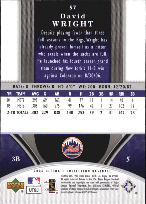 2006 Ultimate Collection #57 David Wright back image
