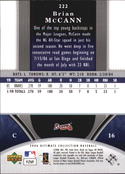 2006 Ultimate Collection #222 Brian McCann back image