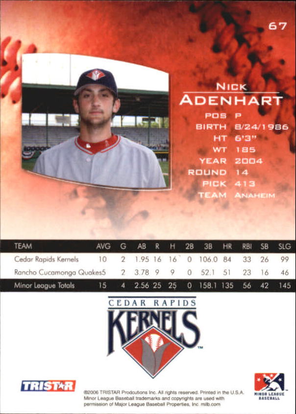 2006 TRISTAR Prospects Plus #67 Nick Adenhart back image