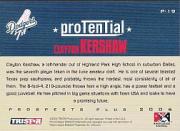 2006 TRISTAR Prospects Plus ProTential #19 Clayton Kershaw back image