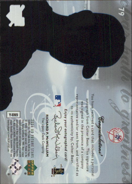 2006 Upper Deck Future Stars #79 Colter Bean AU SP (RC) back image