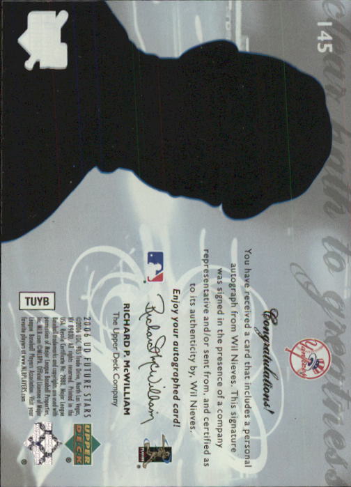 2006 Upper Deck Future Stars #145 Wil Nieves AU (RC) back image
