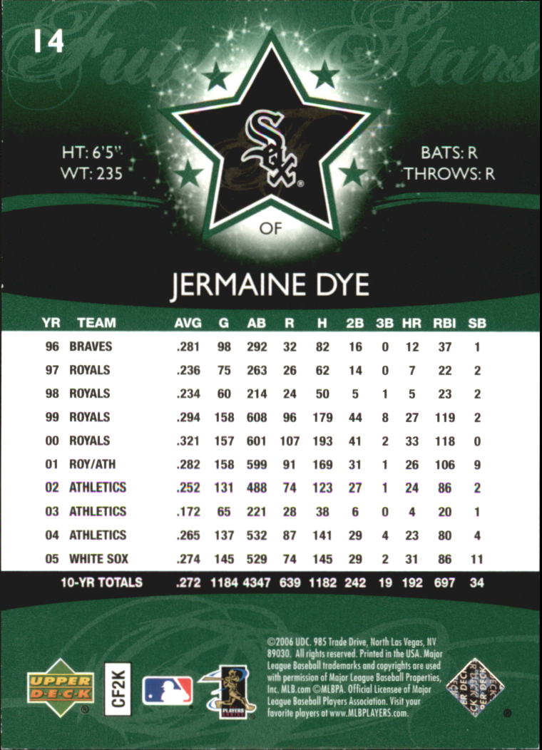 2006 Upper Deck Future Stars Green #14 Jermaine Dye back image
