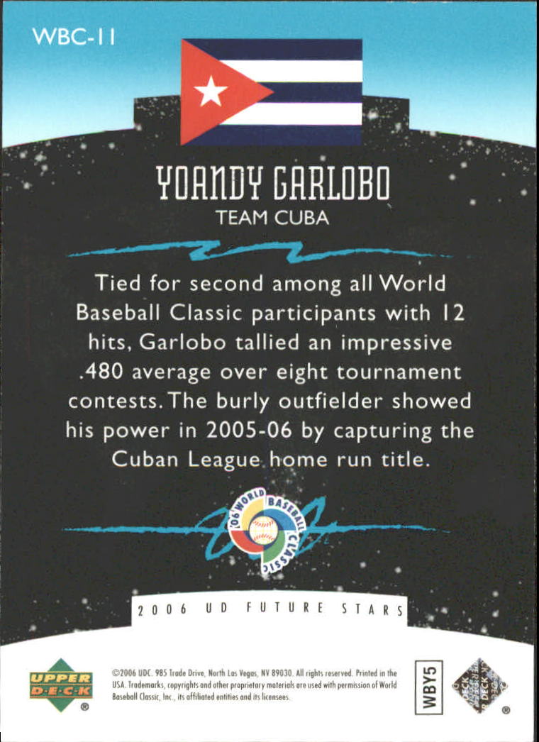 2006 Upper Deck Future Stars World Future Stars #11 Yoandy Garlobo back image