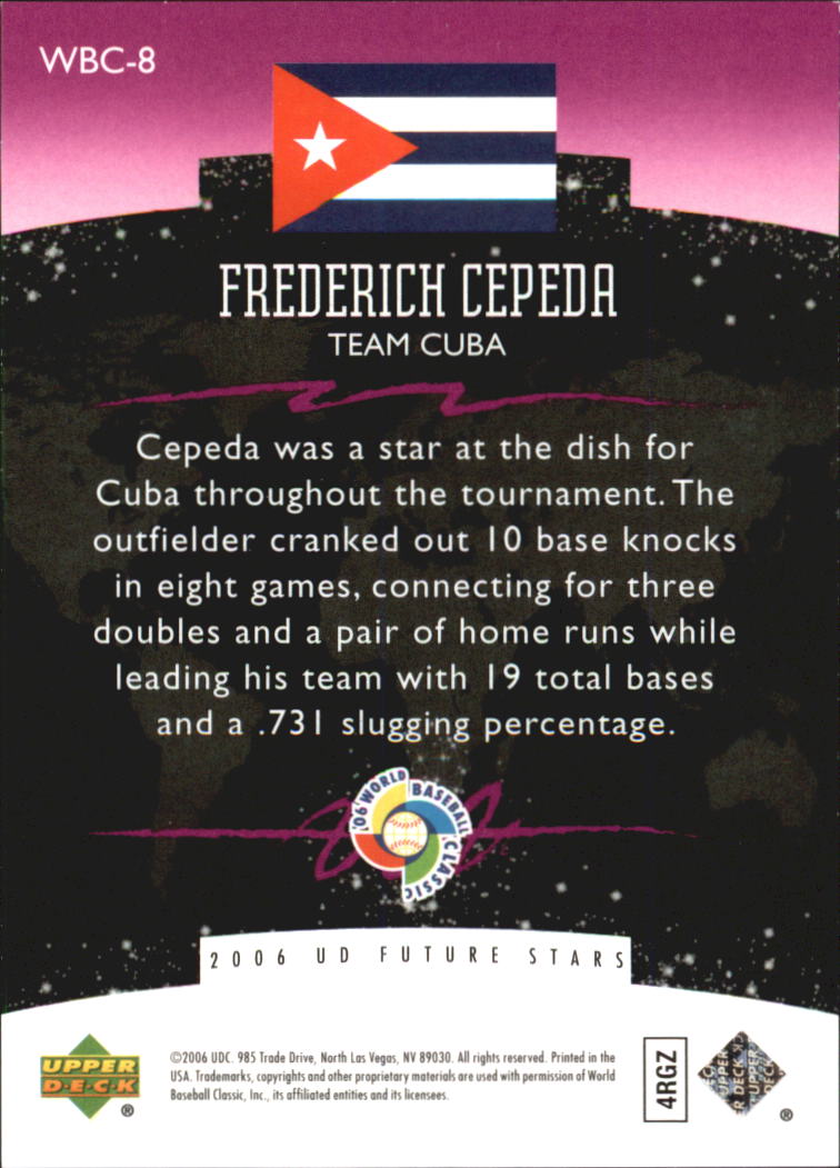 2006 Upper Deck Future Stars World Future Stars Purple #8 Frederich Cepeda back image