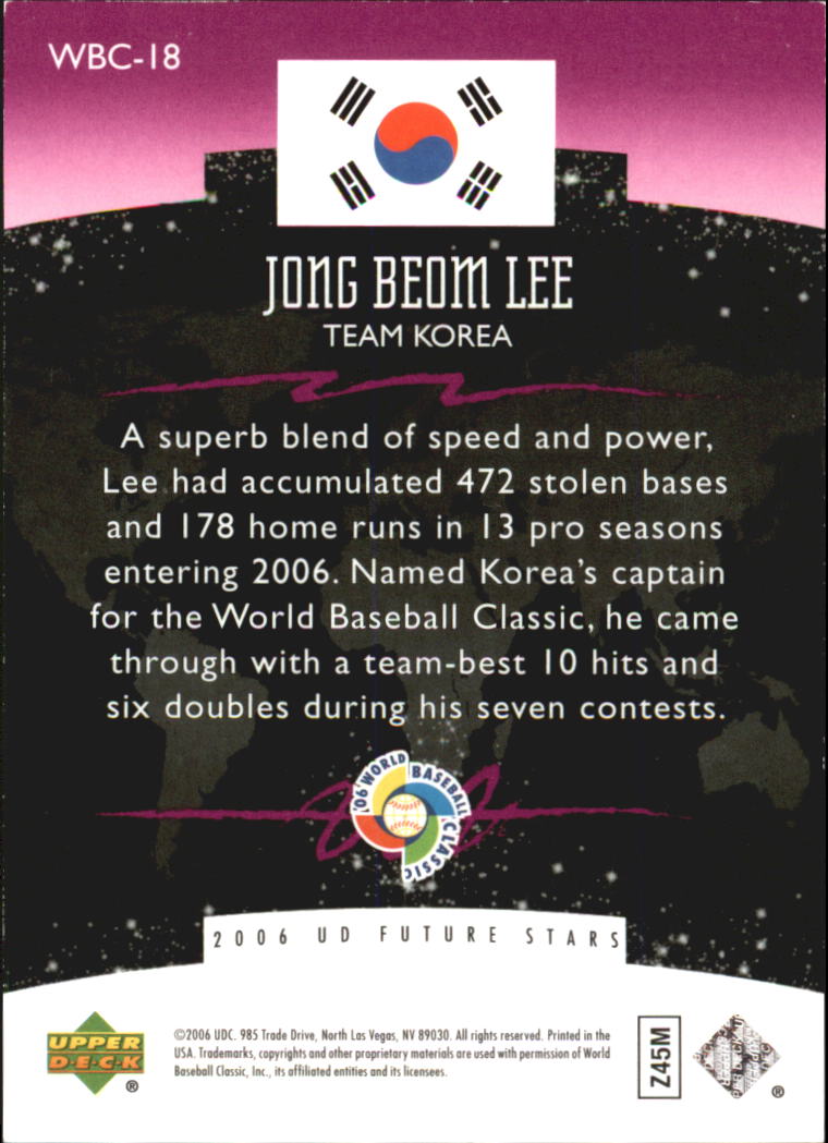 2006 Upper Deck Future Stars World Future Stars Purple #18 Jong Beom Lee back image