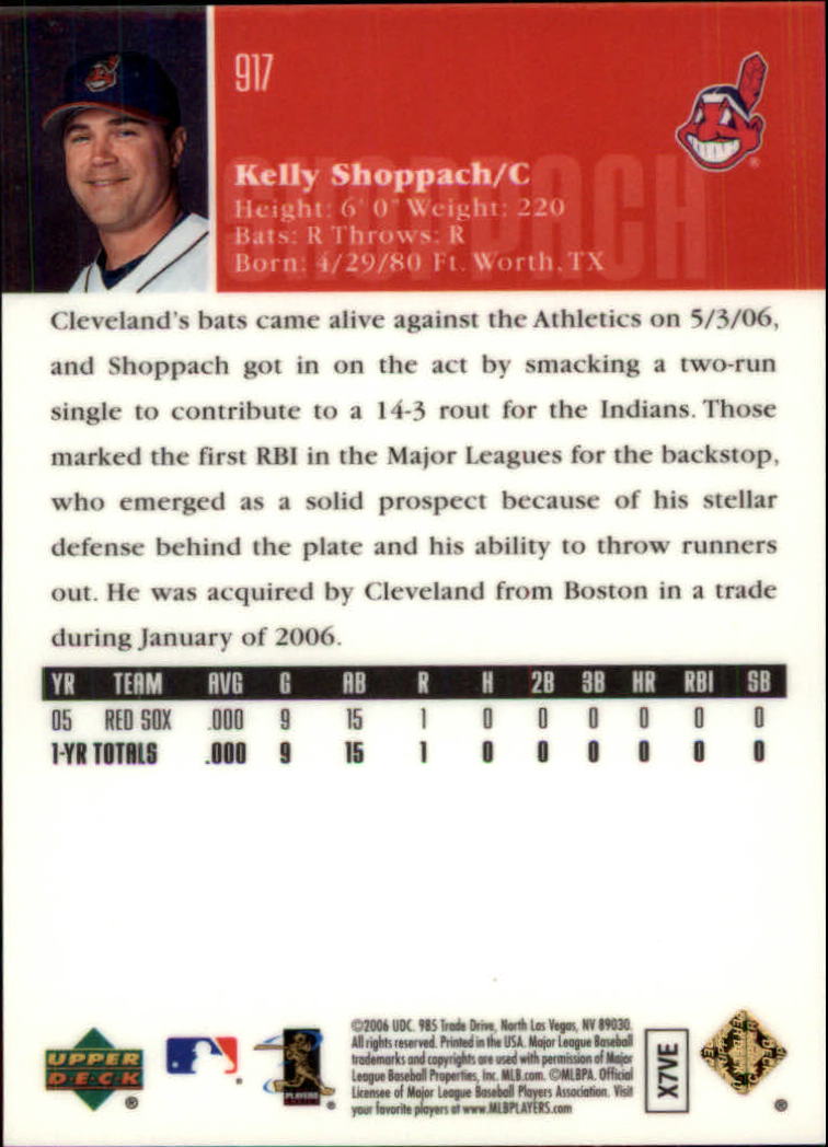2006 Upper Deck Special F/X Red #917 Kelly Shoppach back image