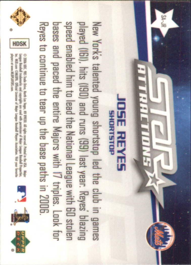2006 Upper Deck Special F/X Star Attractions #JR Jose Reyes back image