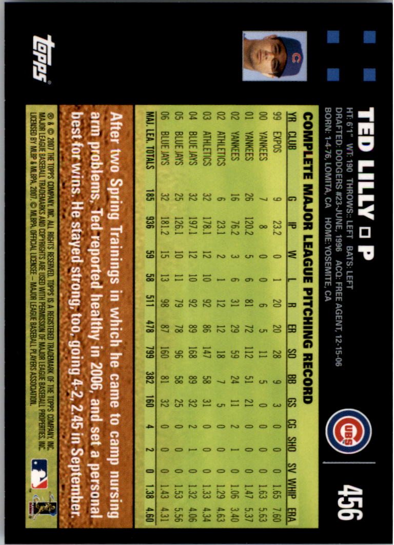 2007 Topps #456 Ted Lilly back image