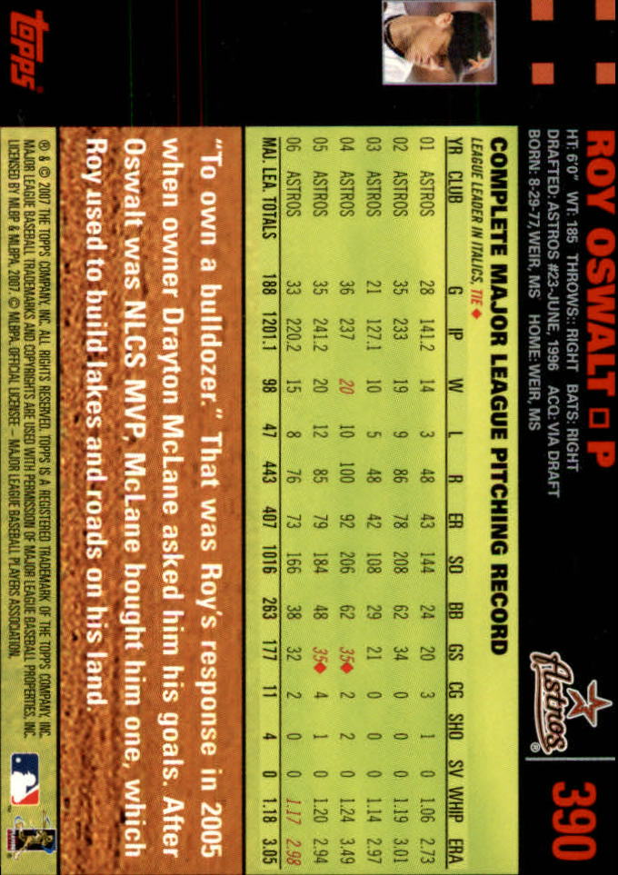 2007 Topps Red Back #390 Roy Oswalt back image
