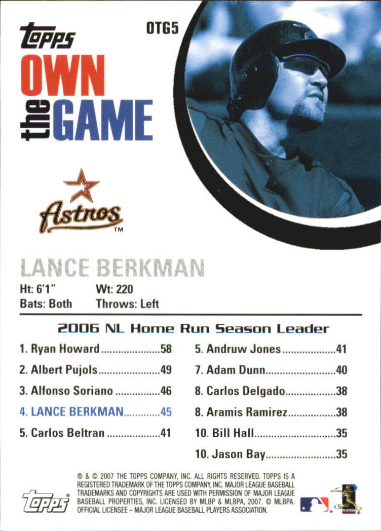 2007 Topps Own the Game #OTG5 Lance Berkman back image