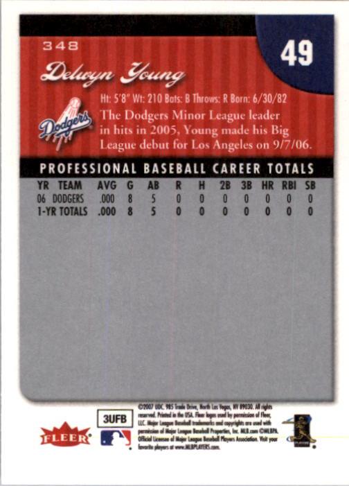 2007 Fleer #348 Delwyn Young (RC) back image
