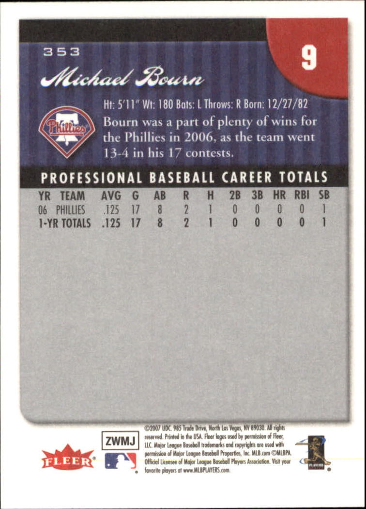 2007 Fleer #353 Michael Bourn (RC) back image