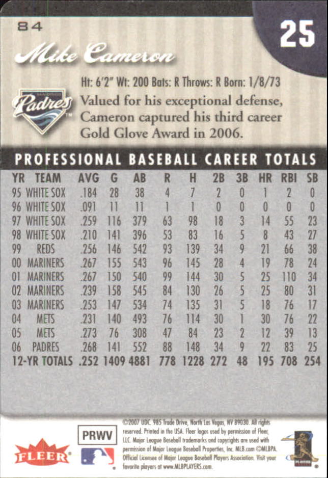 2007 Fleer Baseball "Mini Die Cuts" Parallel Cards - Picture 16 of 54