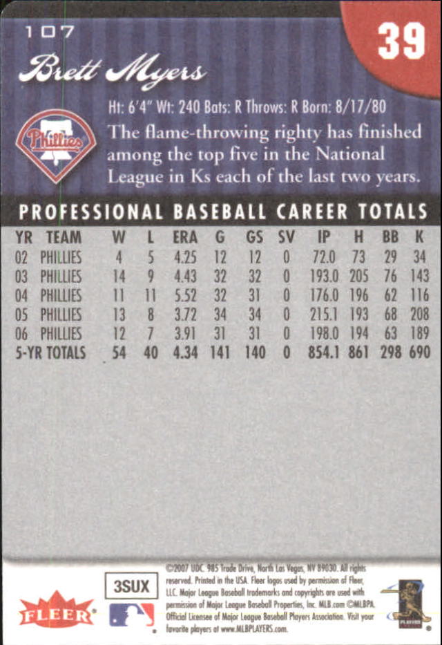 2007 Fleer Baseball "Mini Die Cuts" Parallel Cards - Picture 22 of 54
