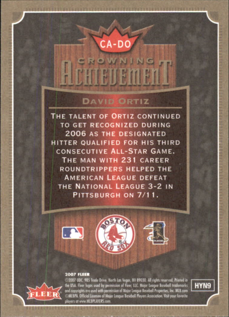 2007 Fleer Baseball "Crowning Achievement" Insert Cards - Picture 7 of 21