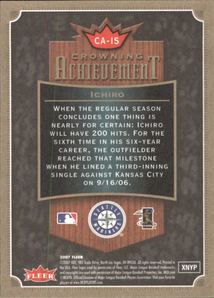 2007 Fleer Baseball "Crowning Achievement" Insert Cards - Picture 9 of 21