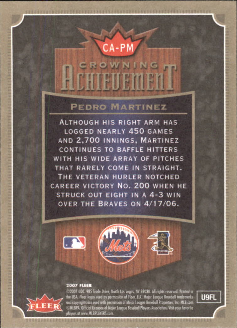 2007 Fleer Baseball "Crowning Achievement" Insert Cards - Picture 13 of 21