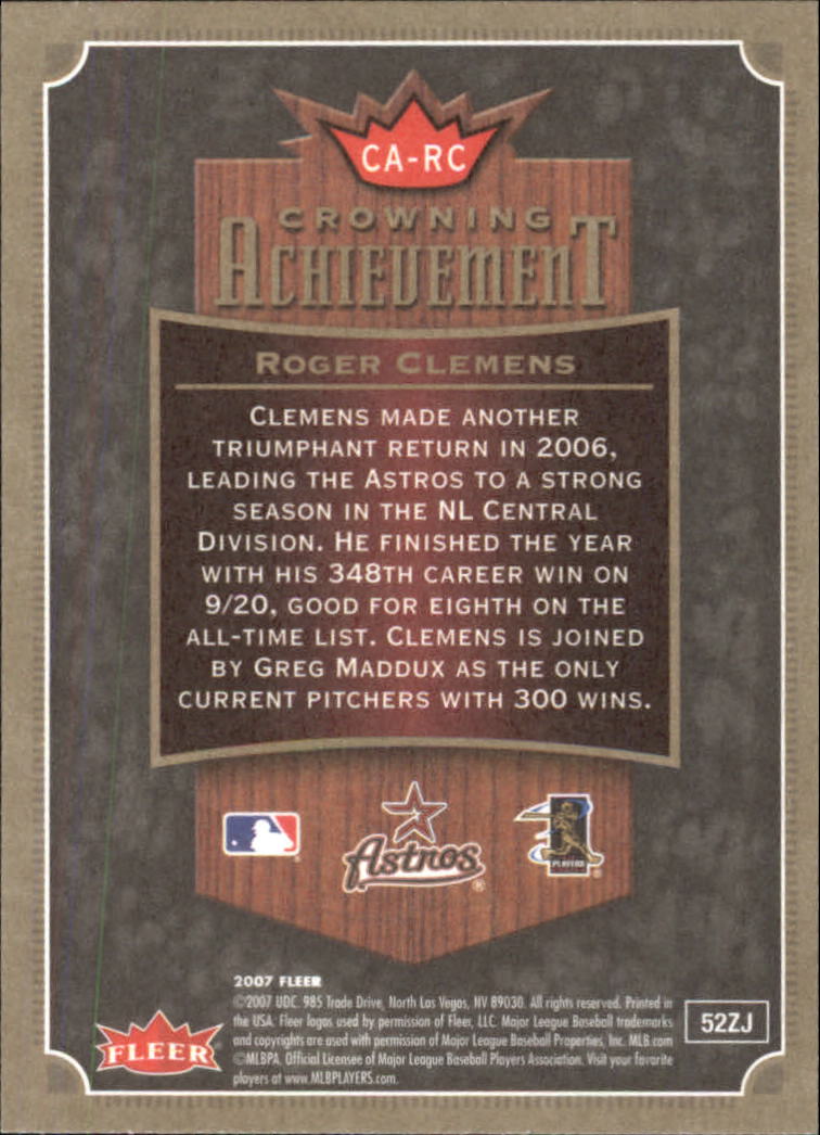 2007 Fleer Baseball "Crowning Achievement" Insert Cards - Picture 15 of 21
