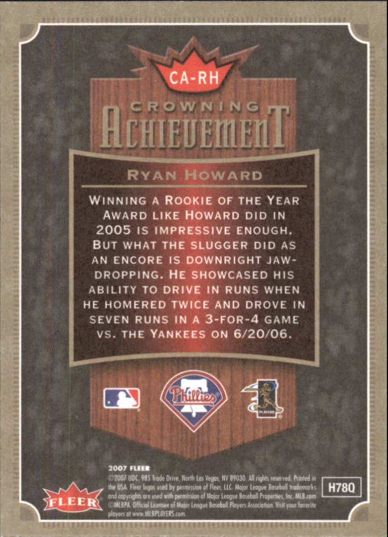 2007 Fleer Baseball "Crowning Achievement" Insert Cards - Picture 17 of 21