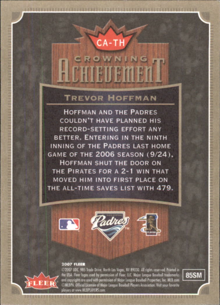 2007 Fleer Baseball "Crowning Achievement" Insert Cards - Picture 21 of 21