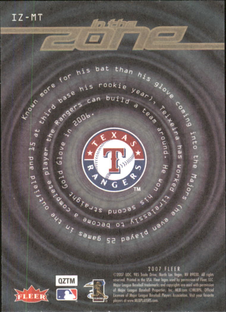 2007 Fleer Baseball "In the Zone" Insert Cards - Picture 9 of 13
