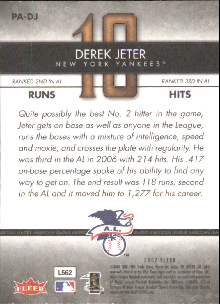 2007 Fleer Perfect 10 #DJ Derek Jeter back image