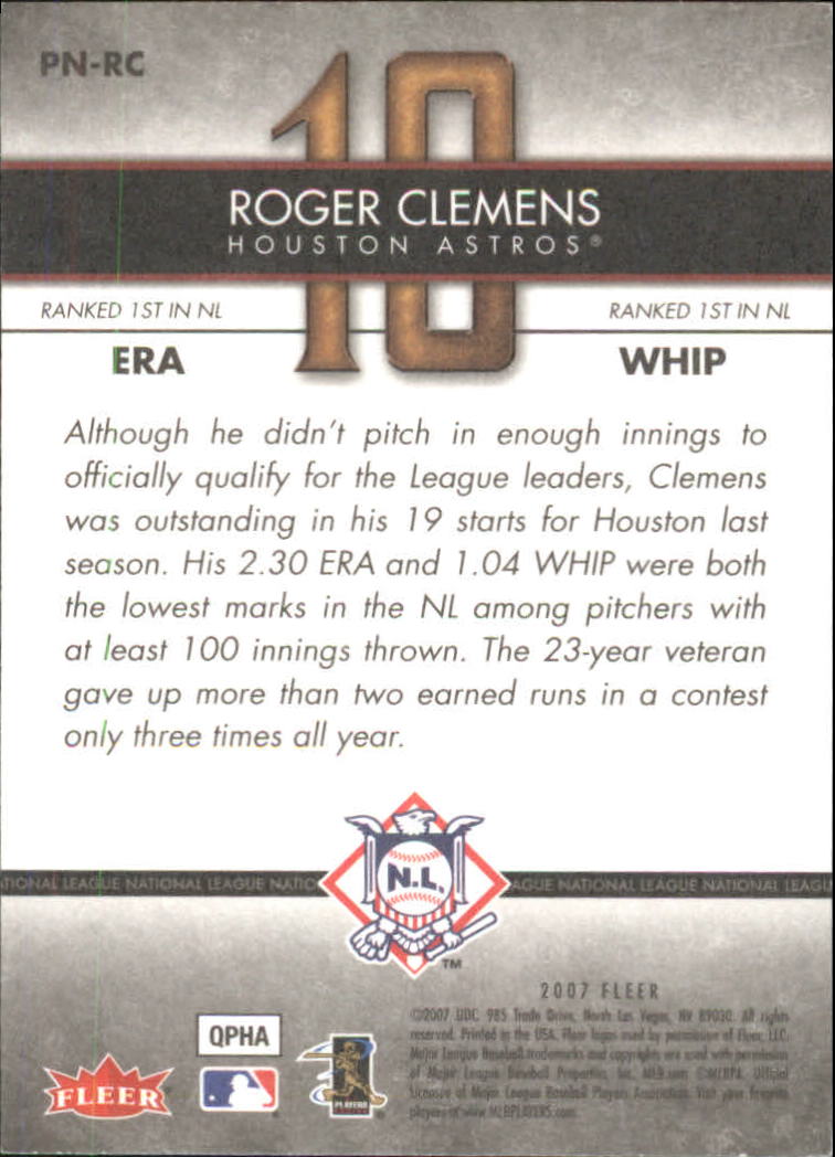 2007 Fleer Perfect 10 #RC Roger Clemens back image
