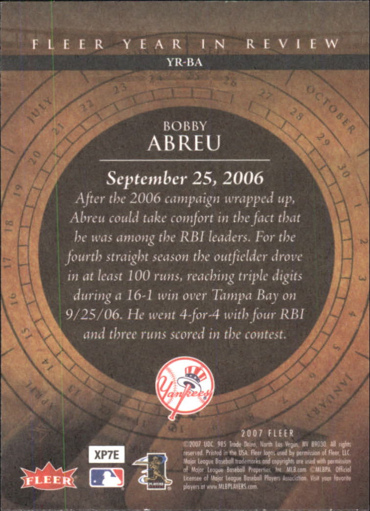 2007 Fleer Baseball "Year in Review" Insert Cards - Picture 7 of 21