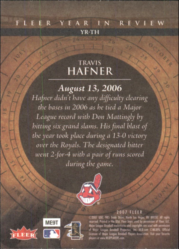 2007 Fleer Year in Review #TH Travis Hafner back image