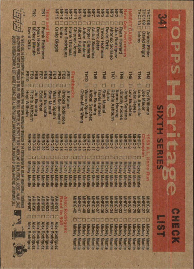 A2081- 2007 Topps Heritage BB #s 219-468 +Rookies -You Pick- 15+ FREE US SHIP - Picture 181 of 465