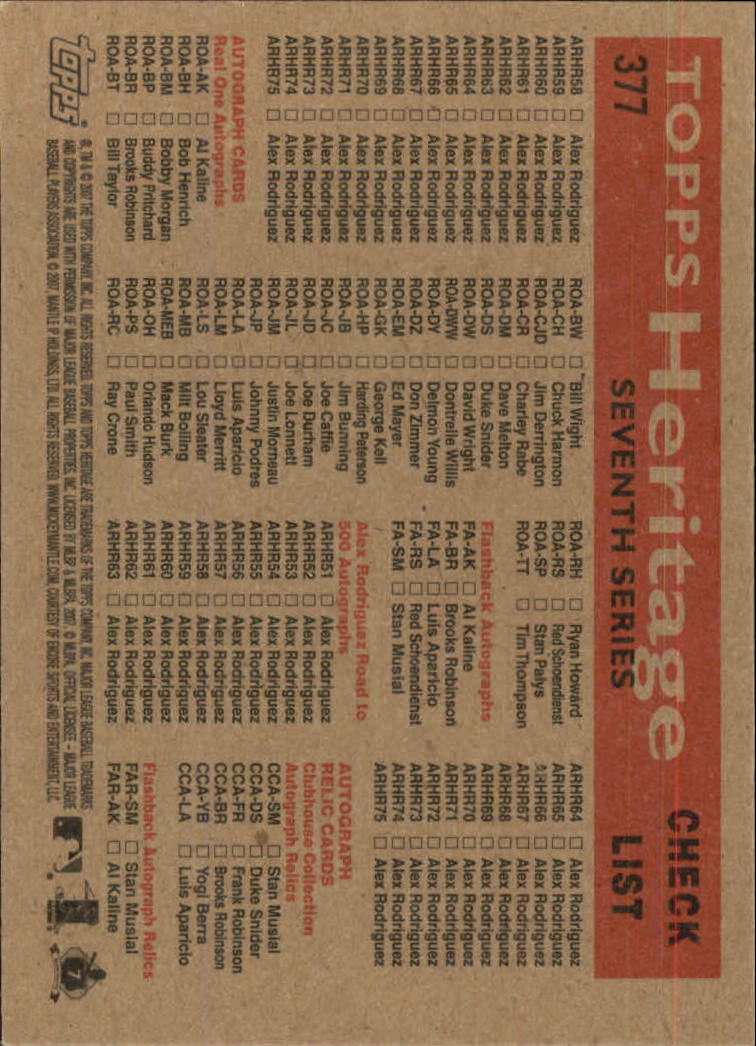 A2081- 2007 Topps Heritage BB #s 219-468 +Rookies -You Pick- 15+ FREE US SHIP - Picture 307 of 465