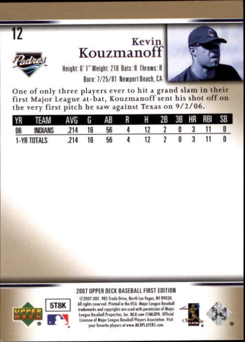 2007 Upper Deck First Edition #12 Kevin Kouzmanoff (RC)