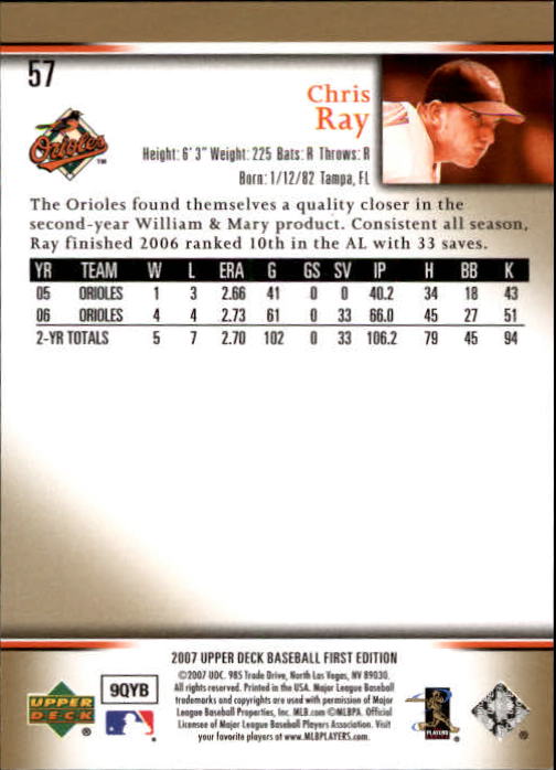 2007 Upper Deck First Edition #57 Chris Ray back image