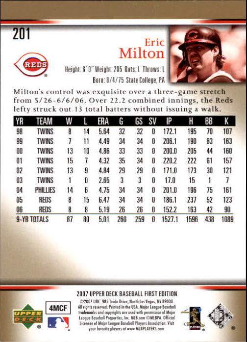 2007 Upper Deck First Edition Baseball Card Pick 134-300 - Picture 100 of 261