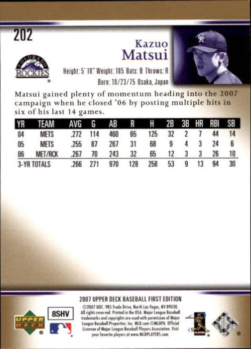 2007 Upper Deck First Edition Baseball Card Pick 134-300 - Picture 102 of 261