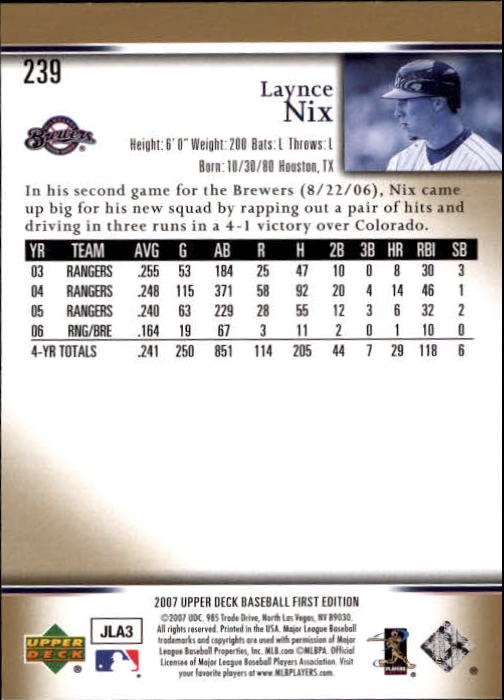 2007 Upper Deck First Edition Baseball Card Pick 134-300 - Picture 164 of 261