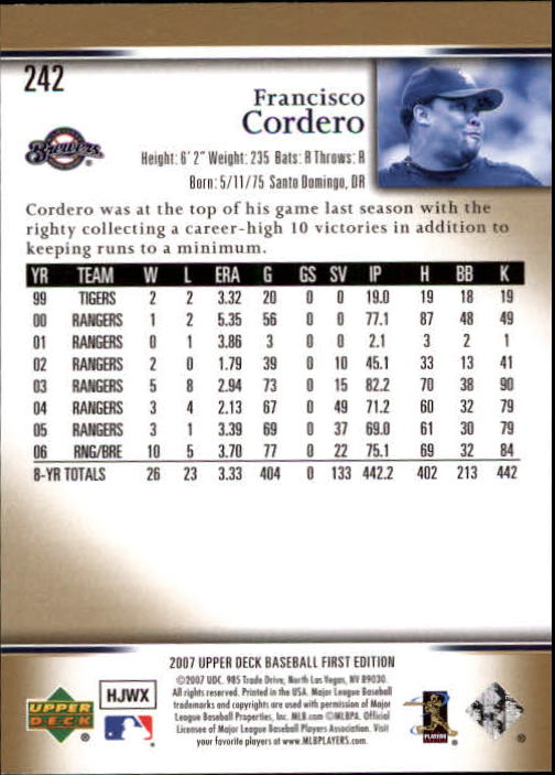 2007 Upper Deck First Edition Baseball Card Pick 134-300 - Picture 170 of 261