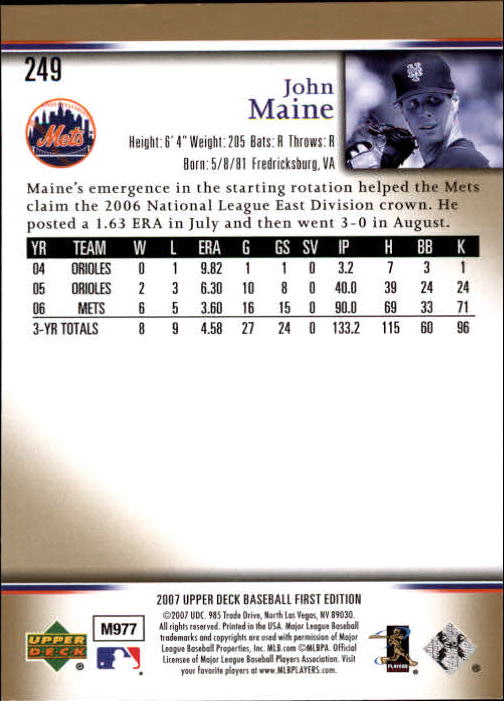 2007 Upper Deck First Edition Baseball Card Pick 134-300 - Picture 183 of 261