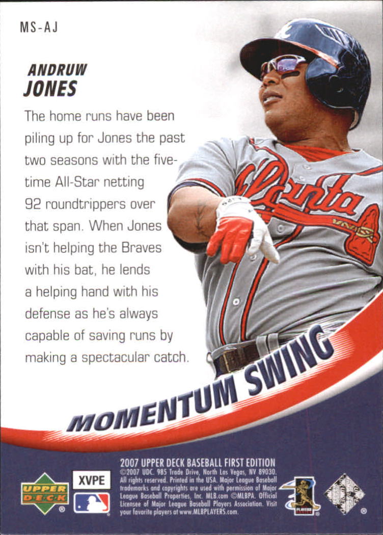 2007 Upper Deck First Edition Momentum Swing #AJ Andruw Jones back image