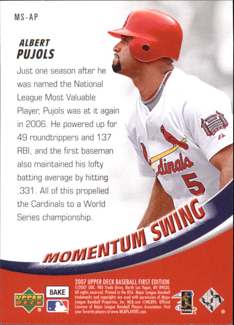 2007 Upper Deck First Edition Momentum Swing #AP Albert Pujols back image