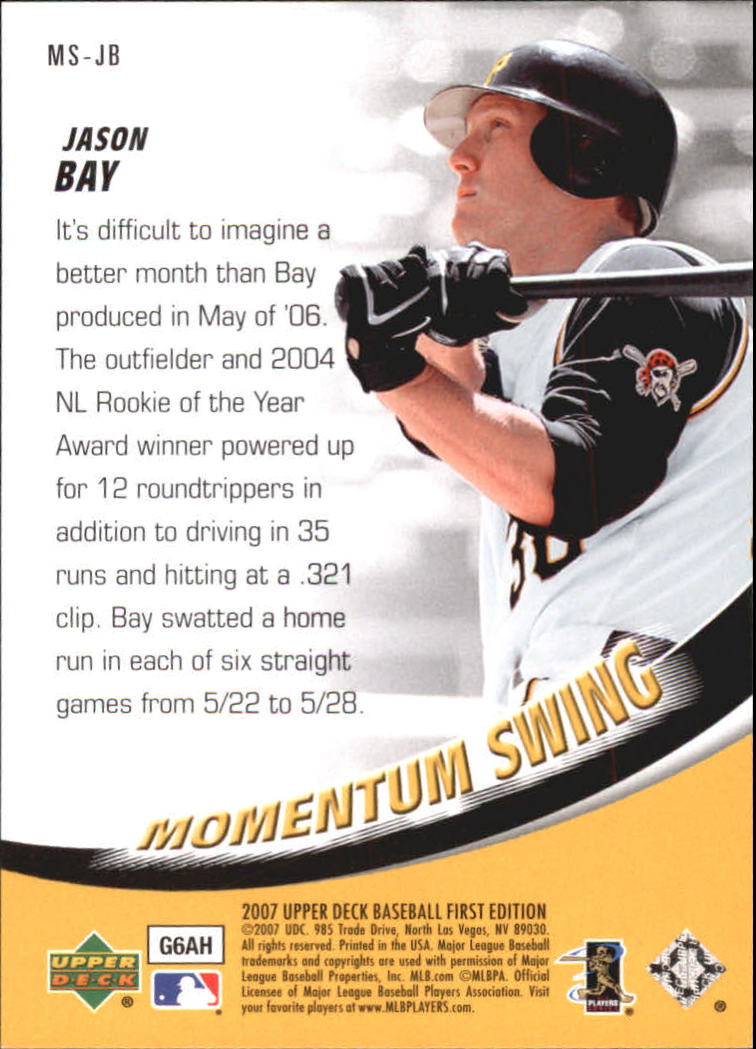 2007 Upper Deck First Edition Momentum Swing #JB Jason Bay back image