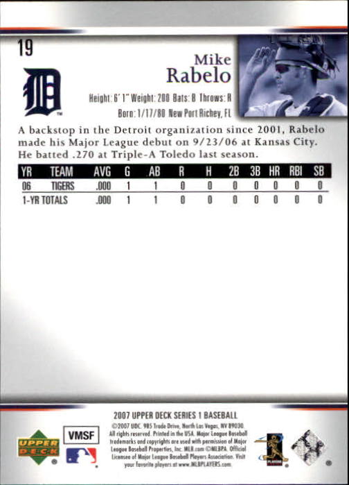 2007 Upper Deck #19 Mike Rabelo RC back image