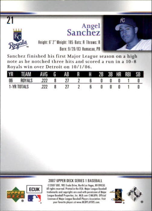 2007 Upper Deck #21 Angel Sanchez RC back image