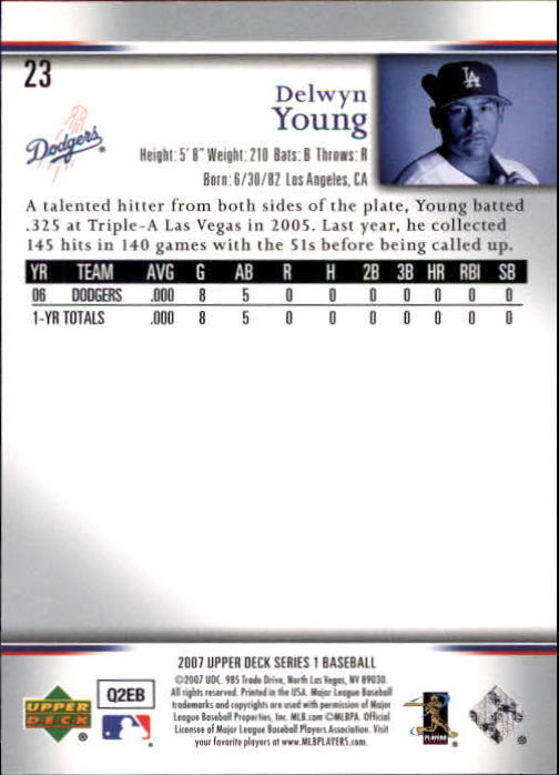 2007 Upper Deck #23 Delwyn Young (RC) back image