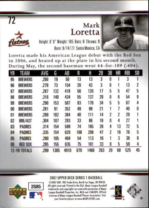2007 Upper Deck #72 Mark Loretta back image