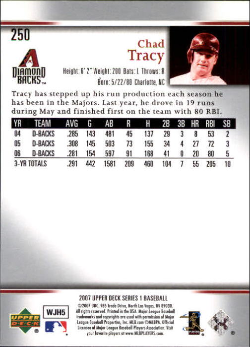 2007 Upper Deck #250 Chad Tracy back image
