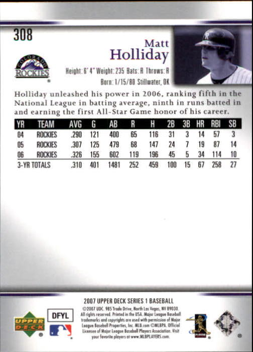 A1962- 2007 Upper Deck BB Card #s 251-500 +Rookies -You Pick- 15+ FREE US SHIP - Picture 255 of 495