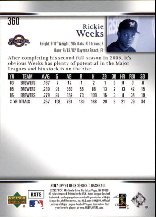A1962- 2007 Upper Deck BB Card #s 251-500 +Rookies -You Pick- 15+ FREE US SHIP - Picture 325 of 495